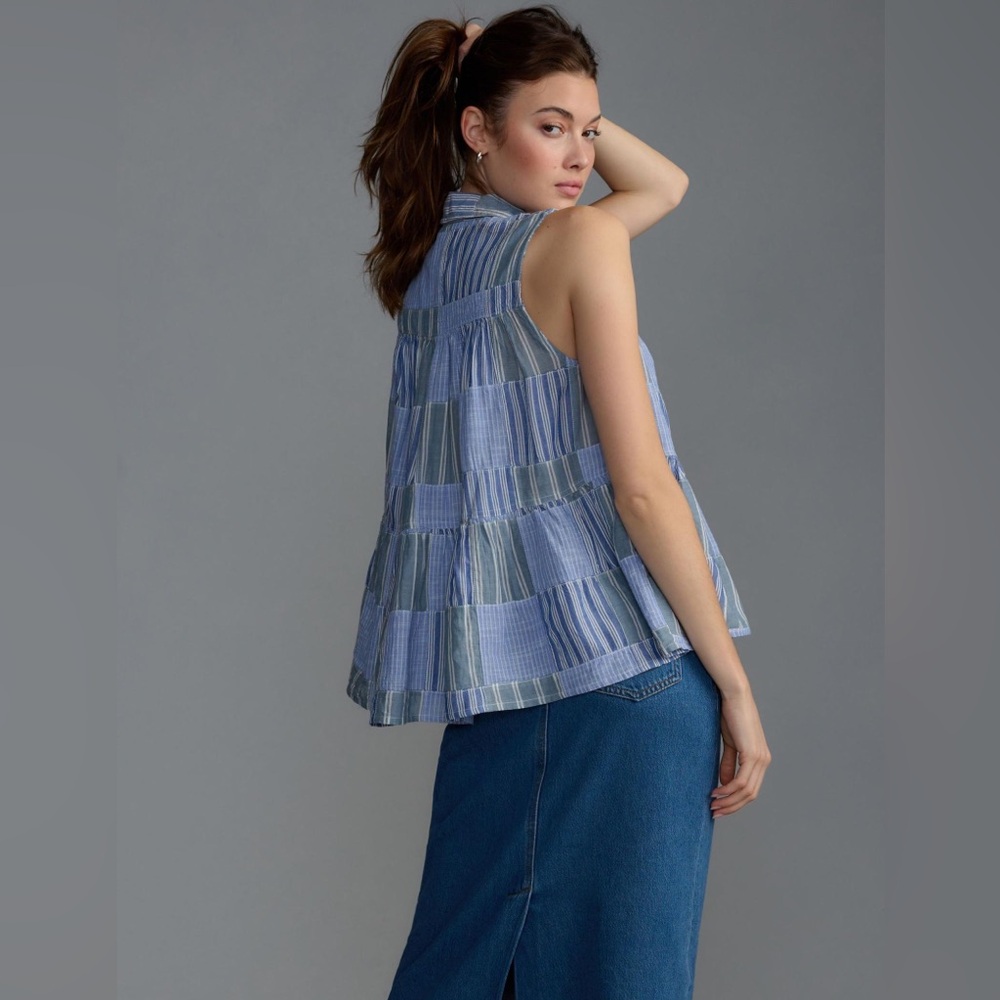 Pilcro Tiered Sleeveless Blouse | SZ XS - Picture 3 of 11